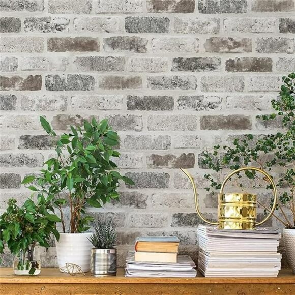Guvana Peel and Stick Brick Wallpaper 3D Textured Grey Brown Removable Roll - Picture 7 of 7